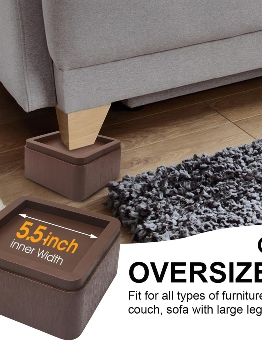 Universal Furniture/ Bed Riser, 3 Inch, Oversized Fit Up to 6000lbs